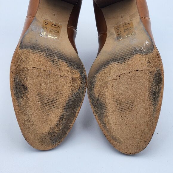 Madewell Regan Chelsea Brown Leather Block Heeled Ankle Boots Size 8 - Picture 8 of 10